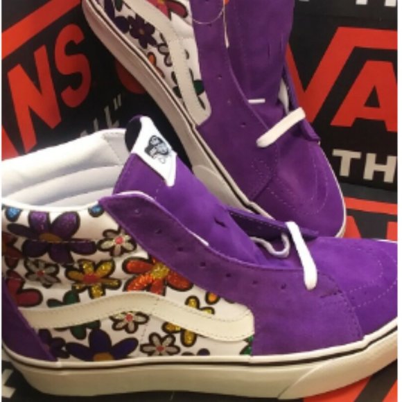 VANS Sk8-Hi Platform 2 Glitter Daisies Rainbow White Purple Men's 3.5/Women's 5 - Picture 9 of 12